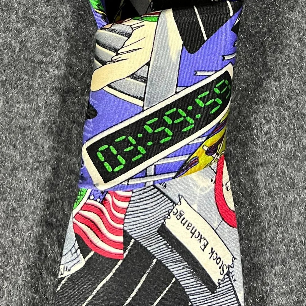 Nicole Miller Mens Tie Nyse Silk Vintage Stock Broker Gift Fathers Day Rich Dad